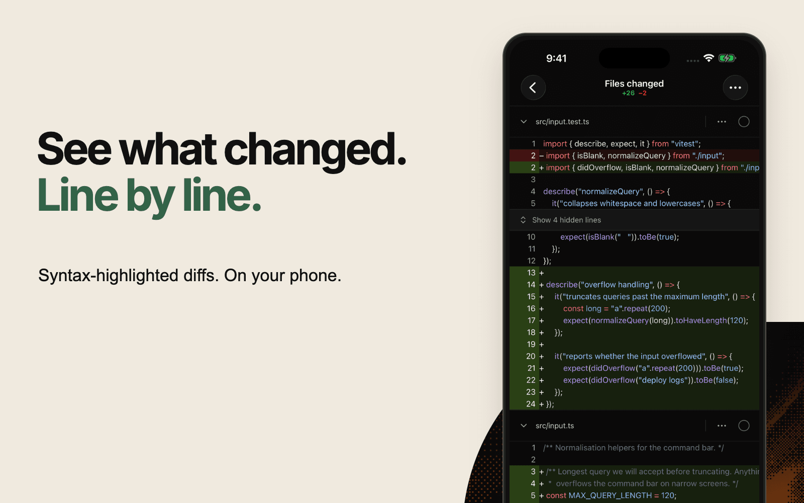 Paradev Mobile code diff on iPhone