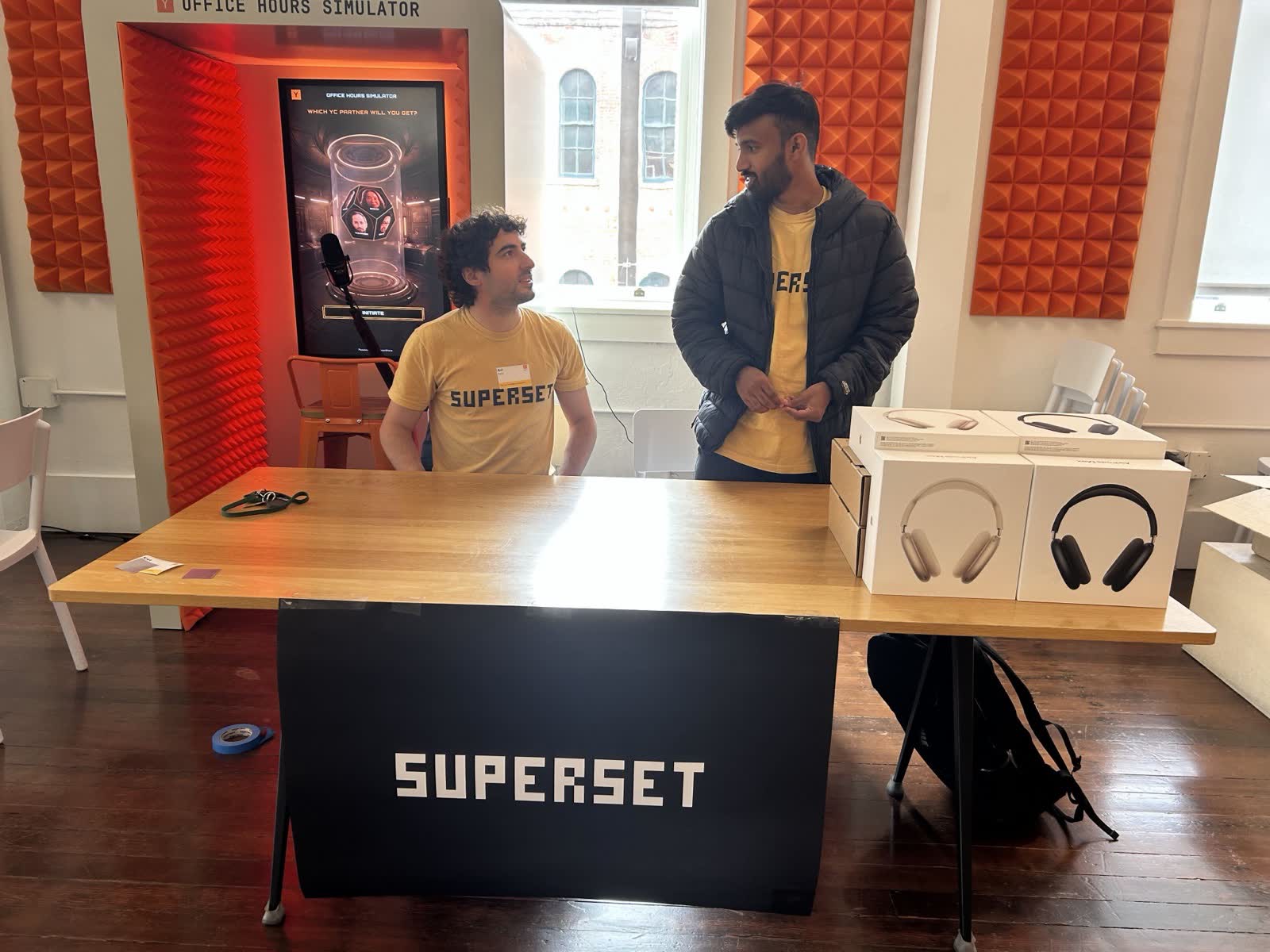 Avi and Harshith at the Paradev booth at the Own Your Intelligence hackathon