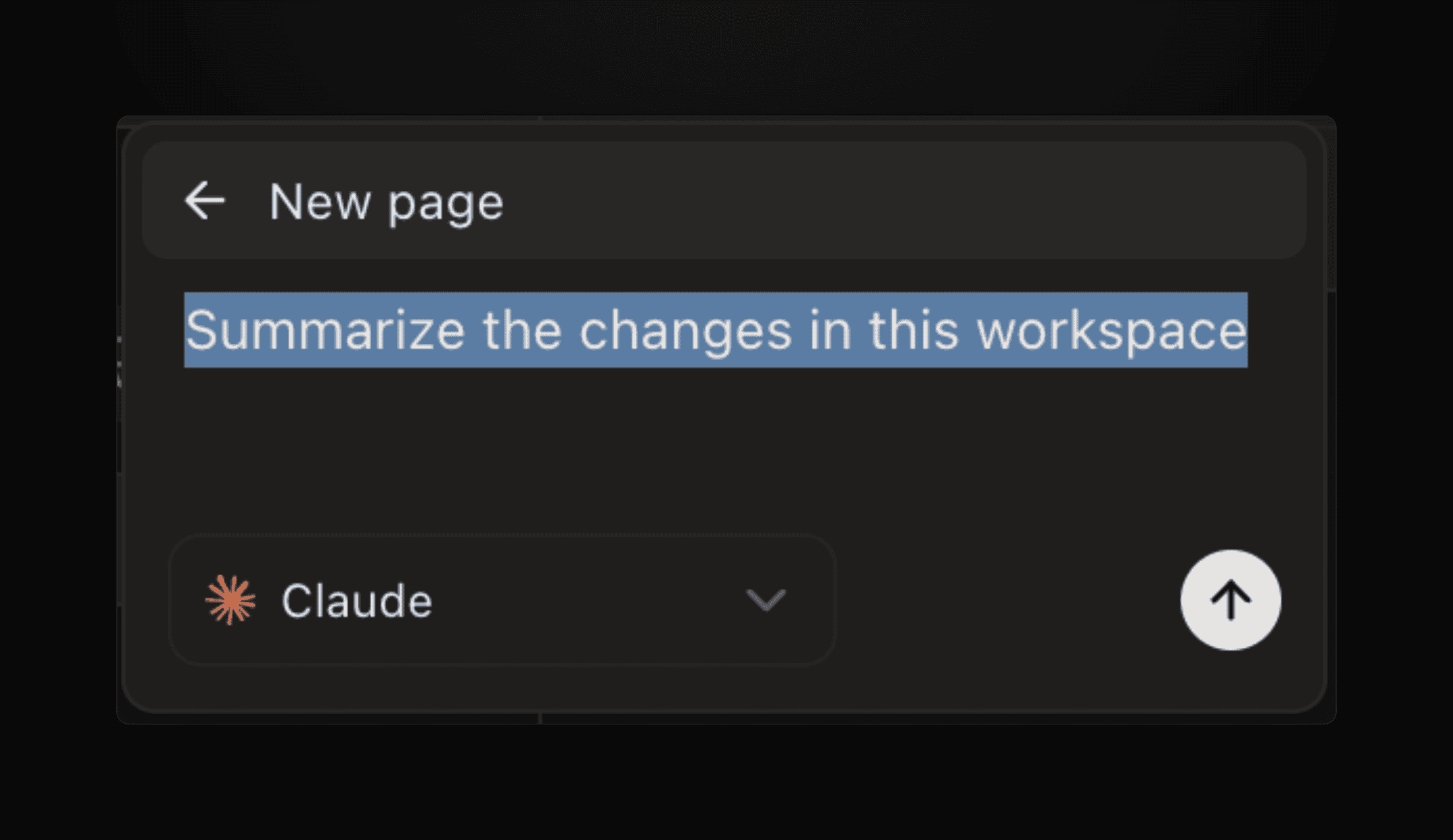 New page composer with a request and an agent picker